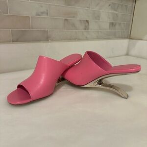 Alexander McQueen Arc Calfskin Wedge Mules